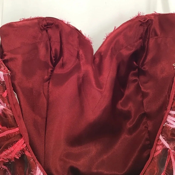 Tony Bowls Stunning Organza Strapless Rhinestone Fit & Flare Red Dress Size 2 - Picture 10 of 13